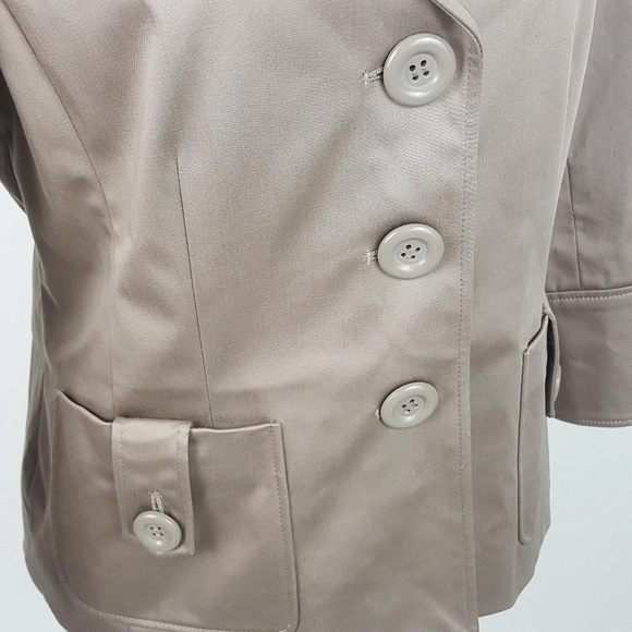 Lafayette 148 Cotton Sateen Blazer Jacket 6 Tan - Picture 6 of 8